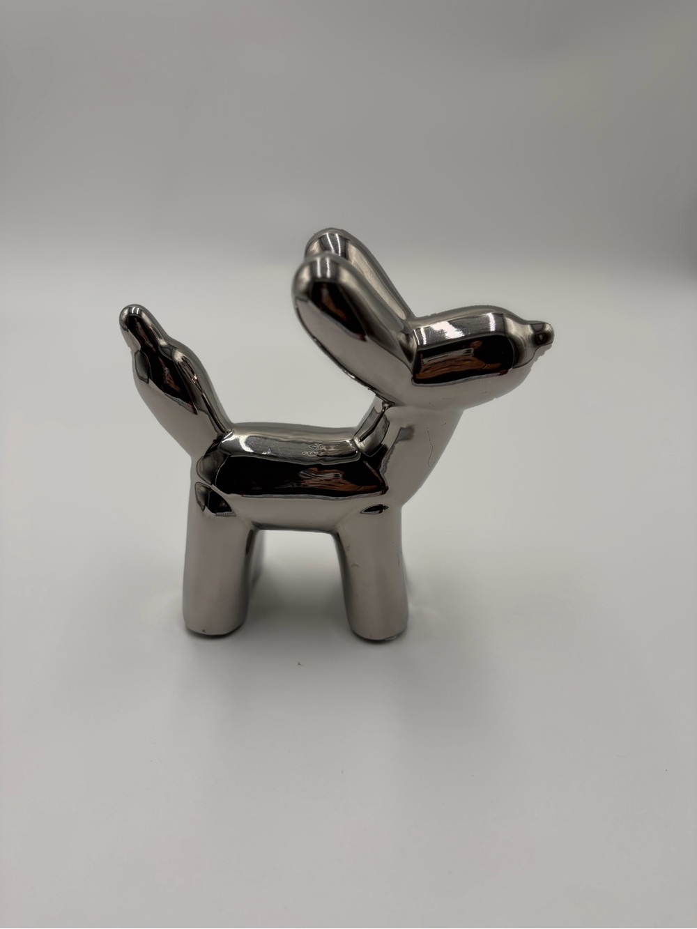 Silver Ceramic Dog Figurine - Modern Home Accent